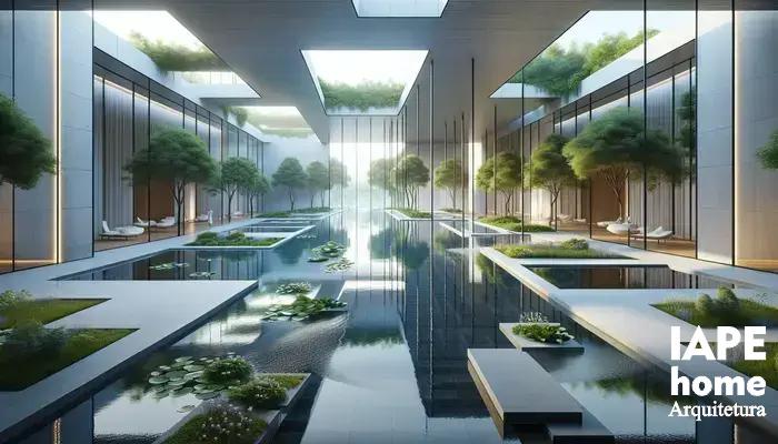 Uso de espelhos d’água em ambientes internos e externos